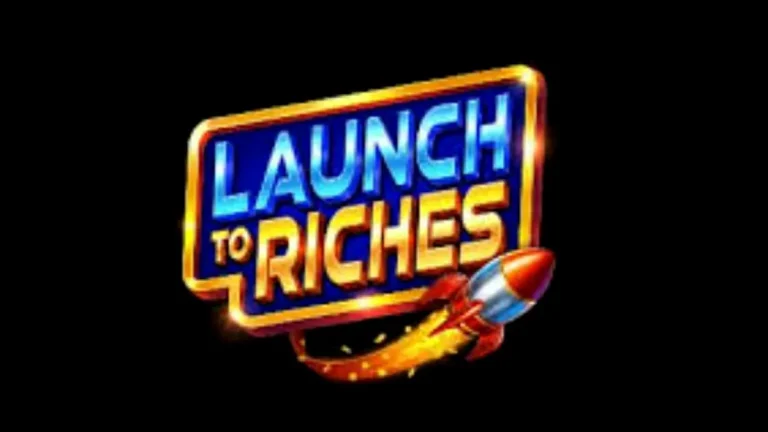 Tampilan visual futuristik dari slot Launch to Riches dengan simbol kristal dan roket.