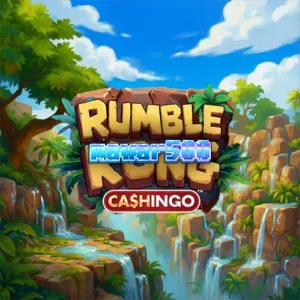 Tampilan visual slot Rumble Kong Cashingo dengan latar belakang hutan dan kisi-kisi Cashingo